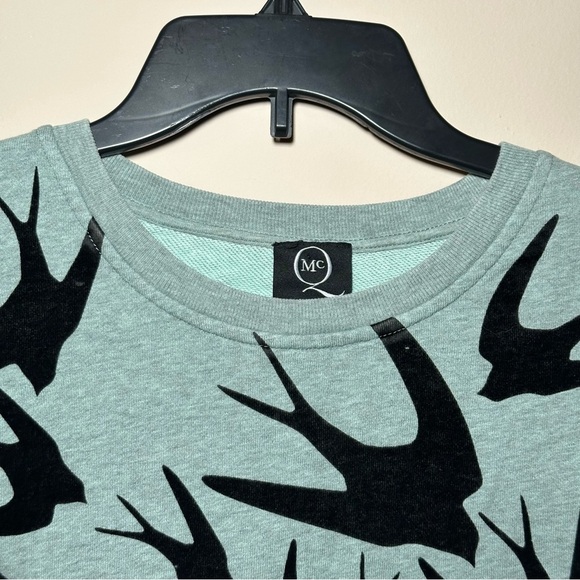 Alexander McQueen Mint Melange Mixed Media Novelty Birds Pullover Sweatshirt S - Picture 9 of 16